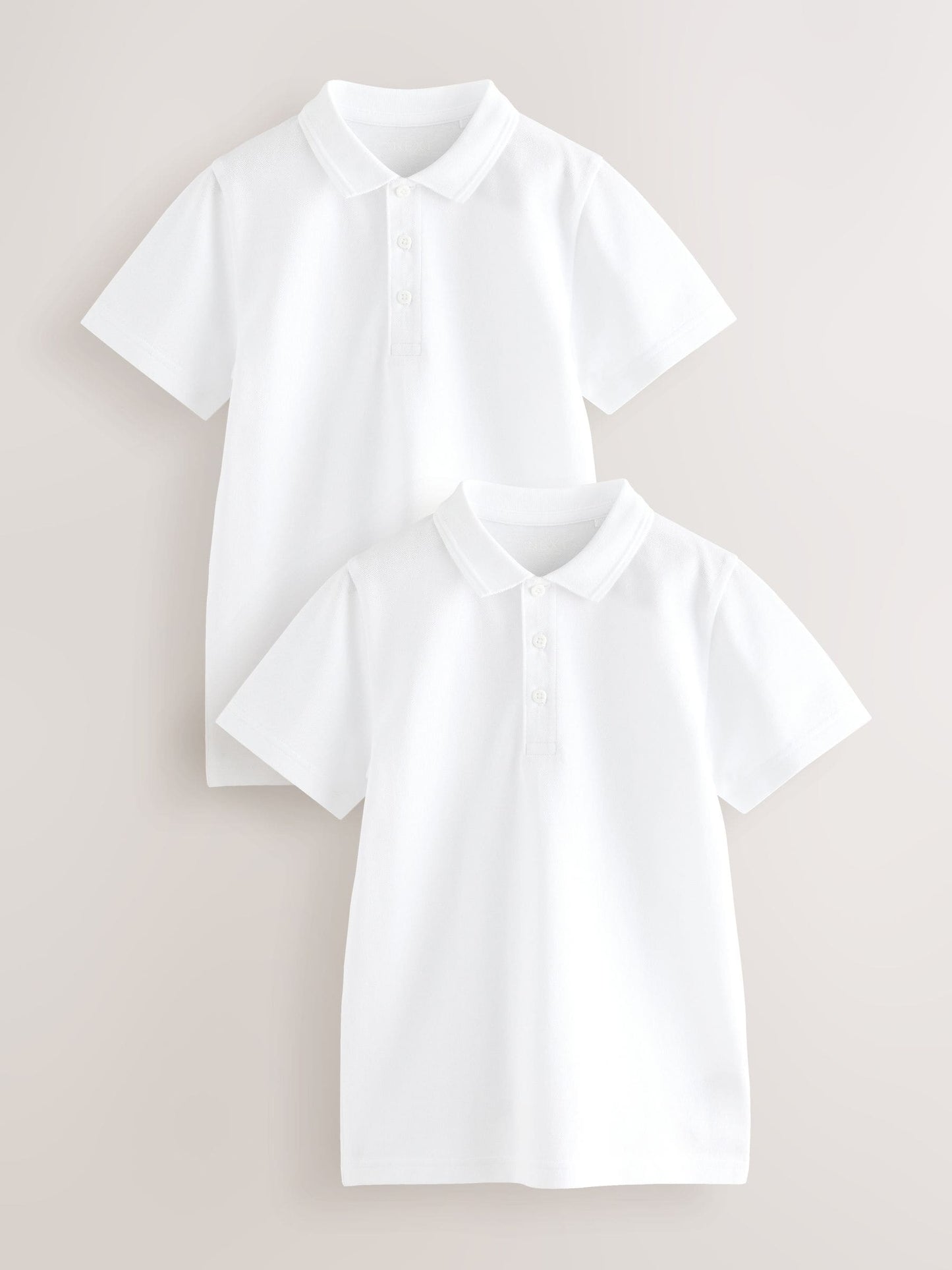Dsiney Kidz - White Slim Fit Cotton School Short Sleeve Polo Shirts 2 Pack (3-16yrs) image 1