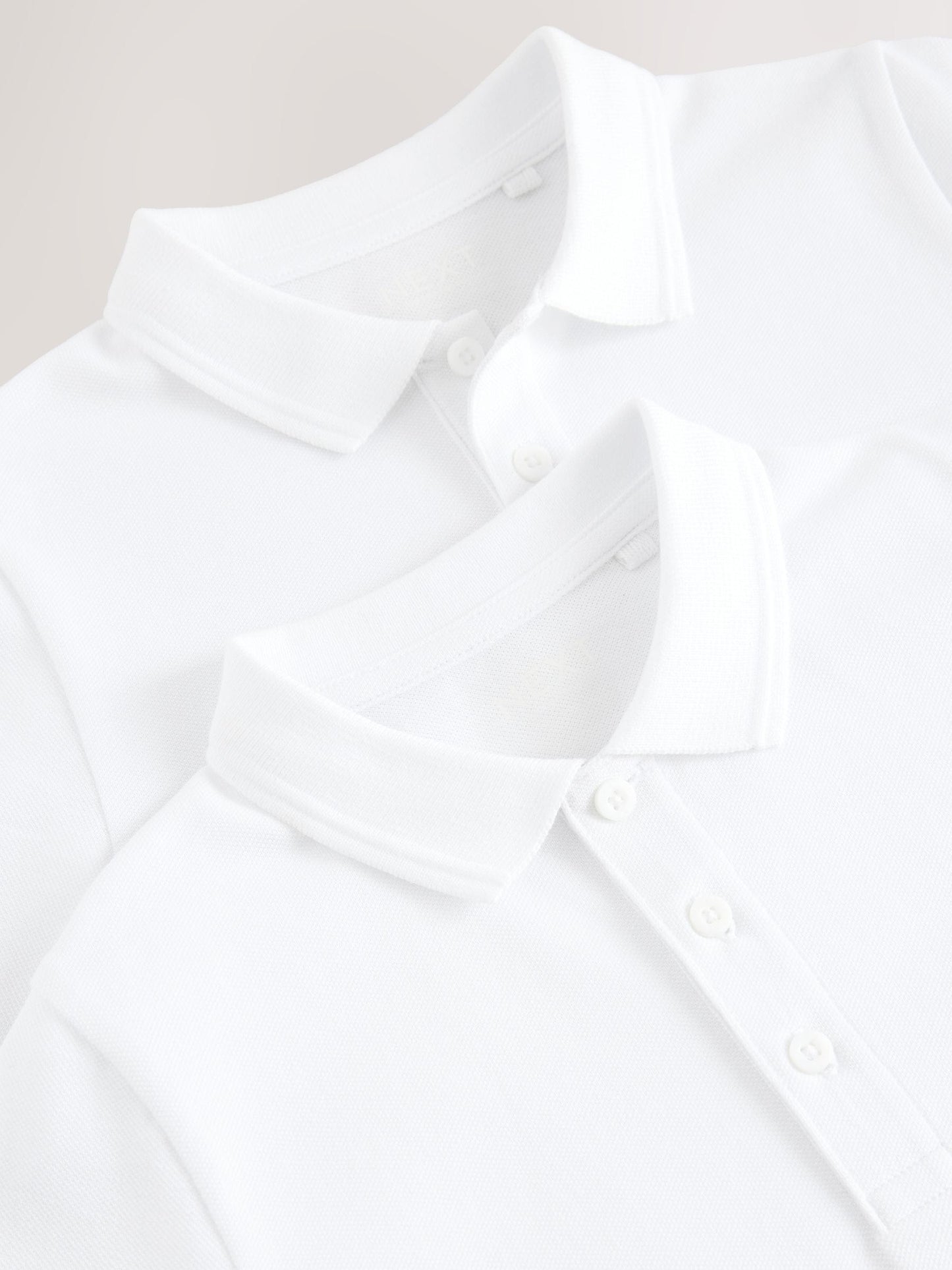 Dsiney Kidz - White Slim Fit Cotton School Short Sleeve Polo Shirts 2 Pack (3-16yrs) image 2