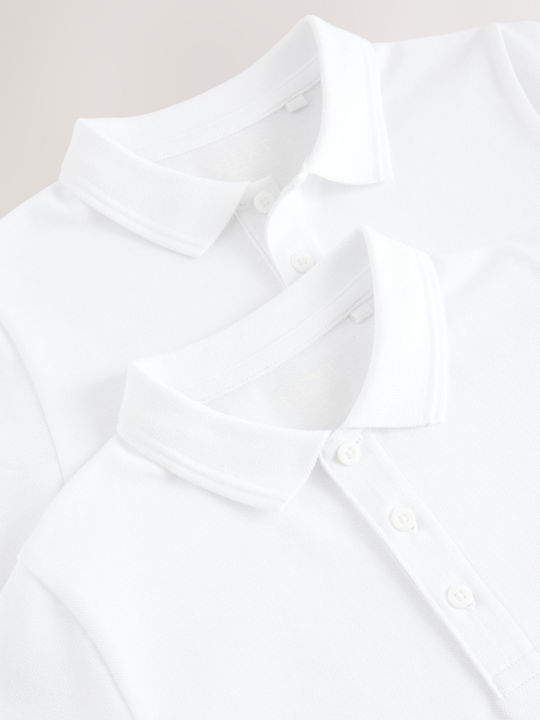 Dsiney Kidz - White Slim Fit Cotton School Short Sleeve Polo Shirts 2 Pack (3-16yrs) image 2