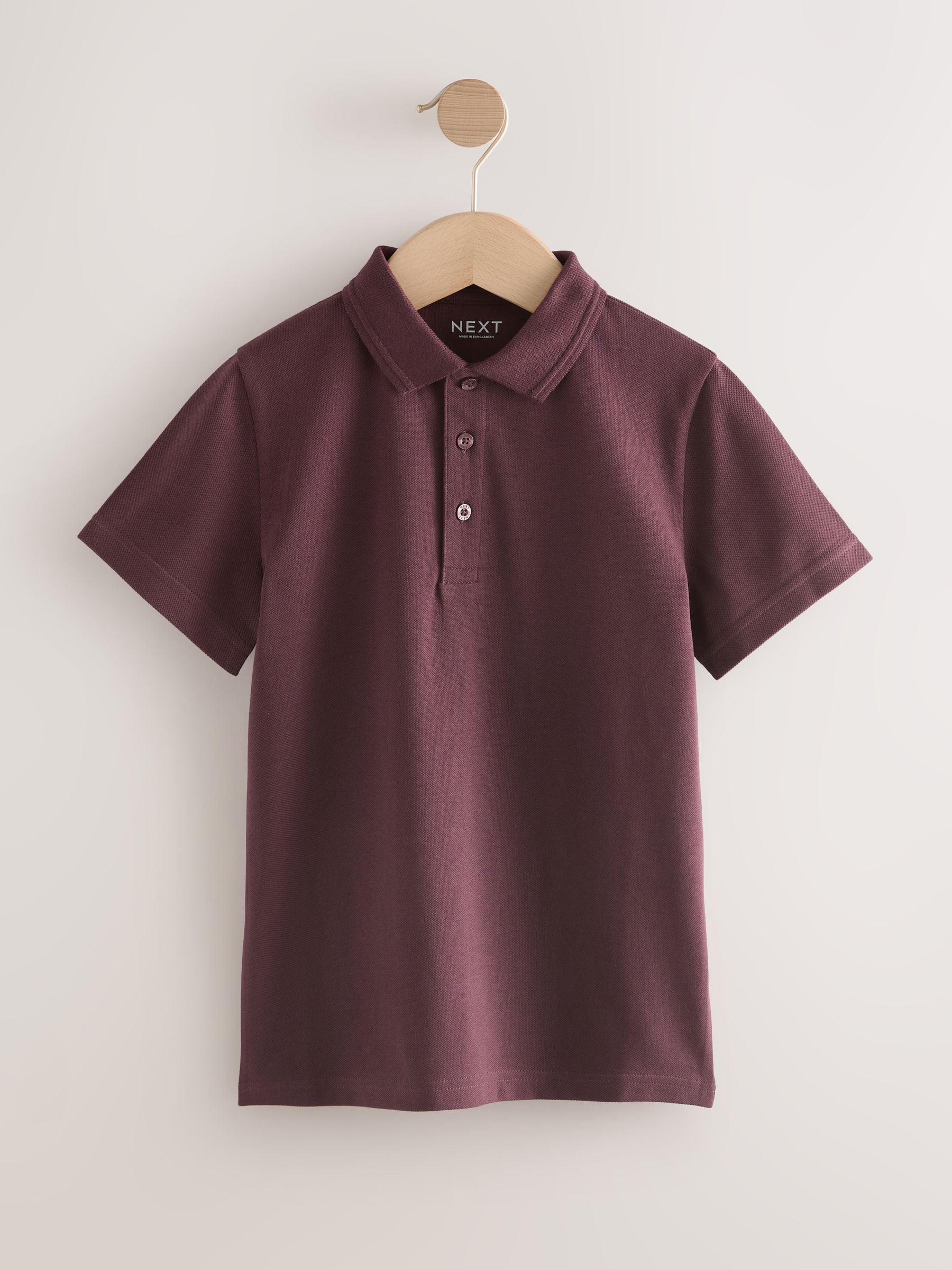 Dsiney Kidz - Burgundy Red Regular Fit Cotton School Short Sleeve Polo Shirts 2 Pack (3-16yrs) image 2