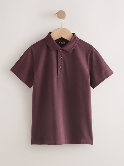 Dsiney Kidz - Burgundy Red Regular Fit Cotton School Short Sleeve Polo Shirts 2 Pack (3-16yrs) image 2