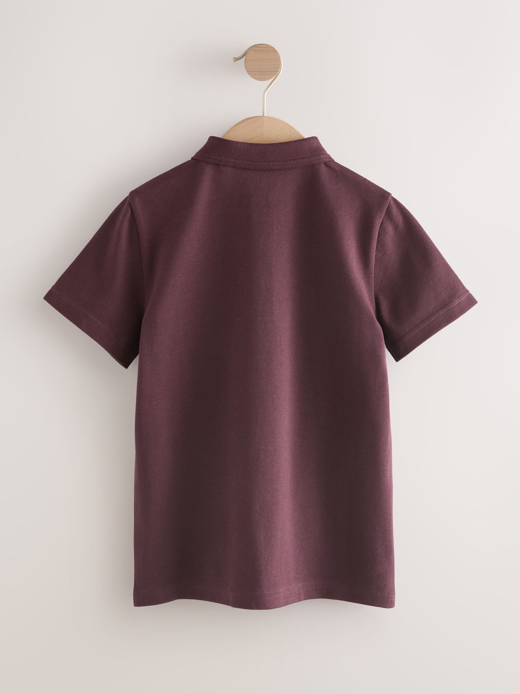 Dsiney Kidz - Burgundy Red Regular Fit Cotton School Short Sleeve Polo Shirts 2 Pack (3-16yrs) image 3