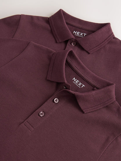 Dsiney Kidz - Burgundy Red Regular Fit Cotton School Short Sleeve Polo Shirts 2 Pack (3-16yrs) image 6