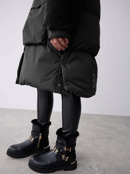 Baker by Ted Baker Shower Resistant Longline Belted Padded Black Parka image 7