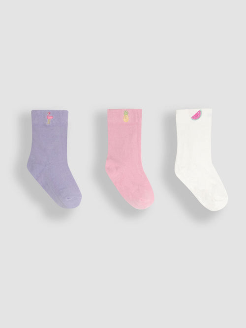 JoJo Maman Bébé Pink Printed Socks 3 Pack image 1
