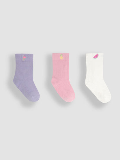 JoJo Maman Bébé Pink Printed Socks 3 Pack image 1