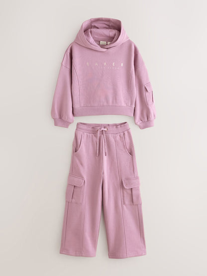 Baker by Ted Baker Purple 2 Piece Hoodie and Cargo Wide Leg Joggers Set