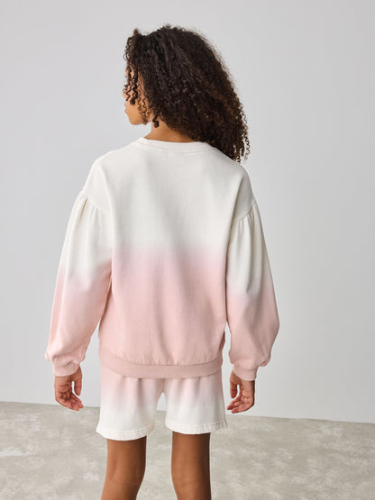 Baker by Ted Baker Pink/Lilac 2 Piece Ombre Sweatshirt  & Shorts Set image 2
