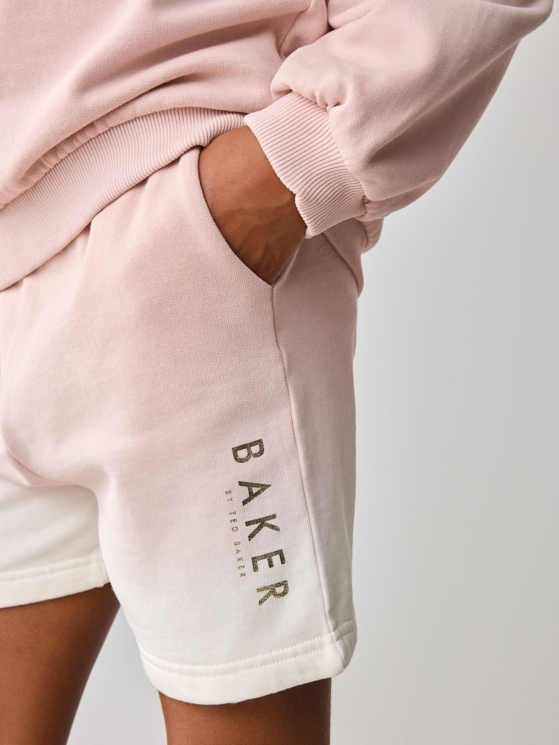 Baker by Ted Baker Pink/Lilac 2 Piece Ombre Sweatshirt  & Shorts Set image 4