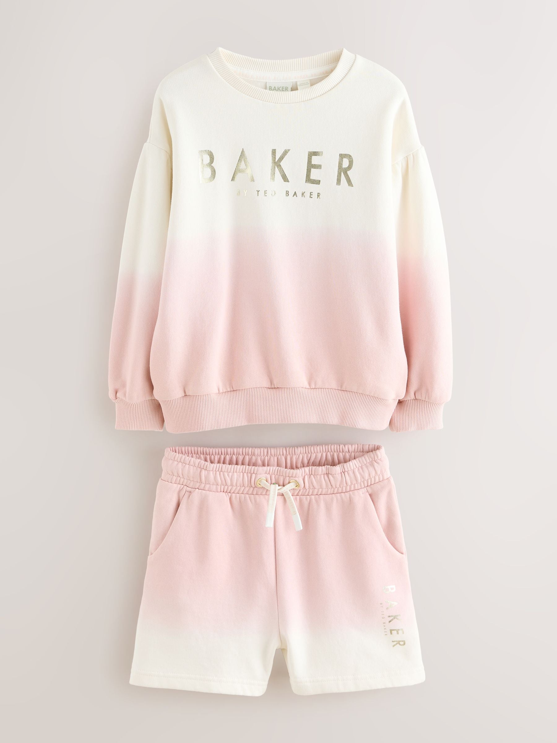 Baker by Ted Baker Pink/Lilac 2 Piece Ombre Sweatshirt  & Shorts Set image 5