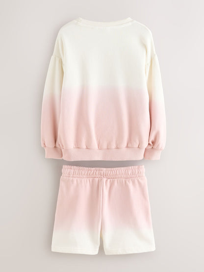 Baker by Ted Baker Pink/Lilac 2 Piece Ombre Sweatshirt  & Shorts Set image 6