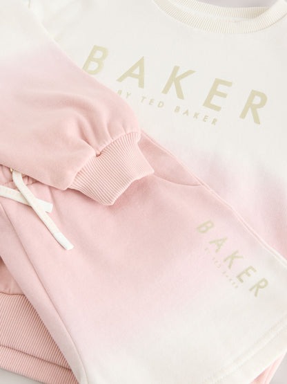 Baker by Ted Baker Pink/Lilac 2 Piece Ombre Sweatshirt  & Shorts Set image 8