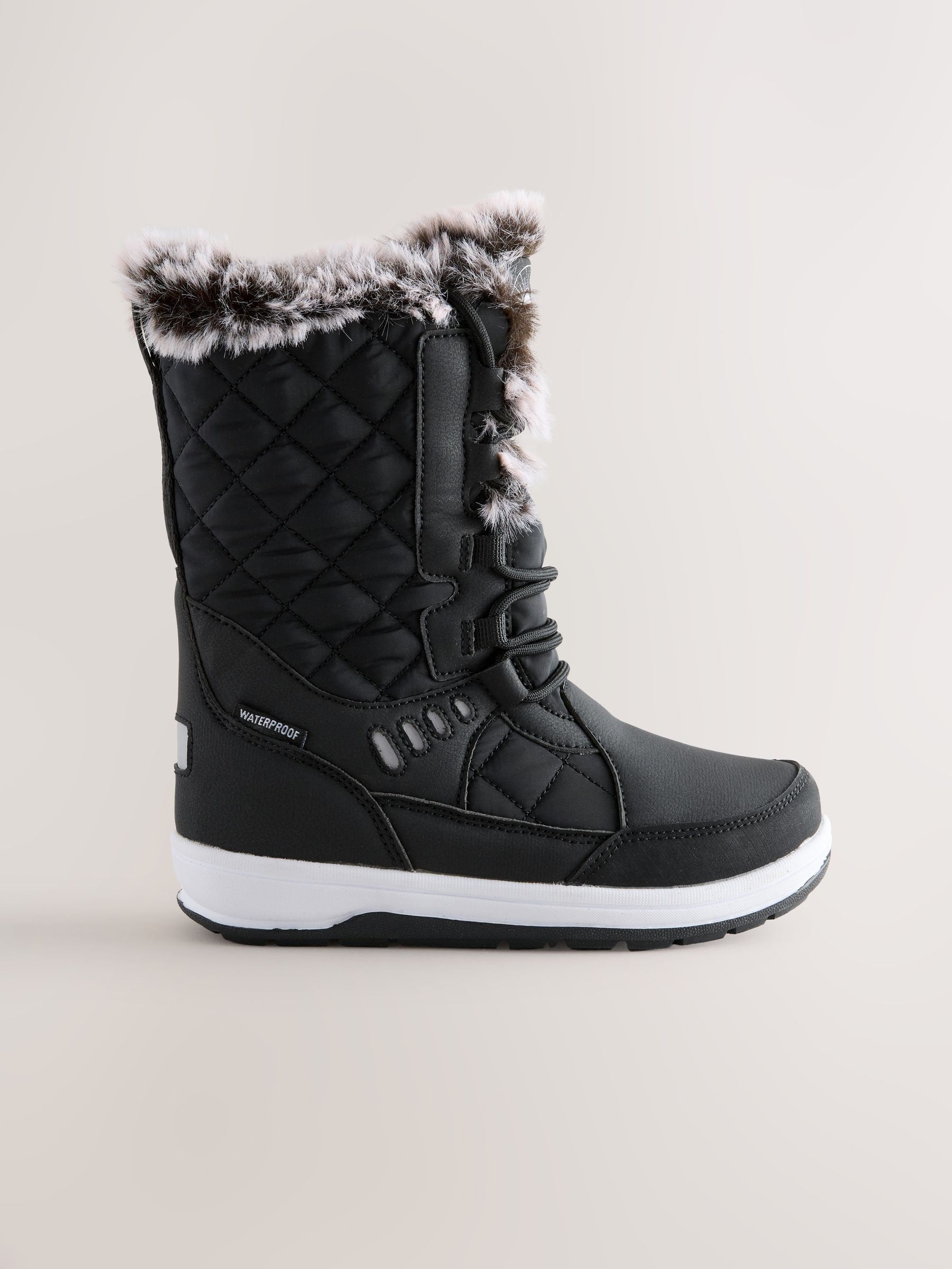 Black Standard Fit (F) Waterproof Snow Boots image 2