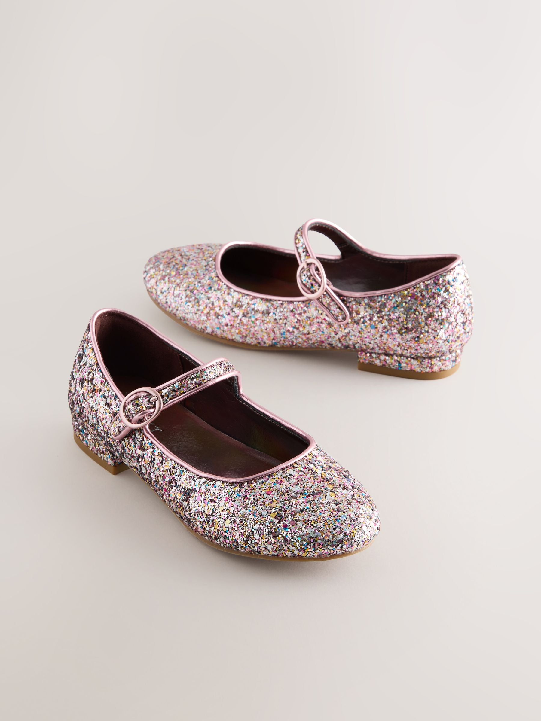 Mauve Pink Glitter Standard Fit (F) Heeled Mary Jane Shoes image 1