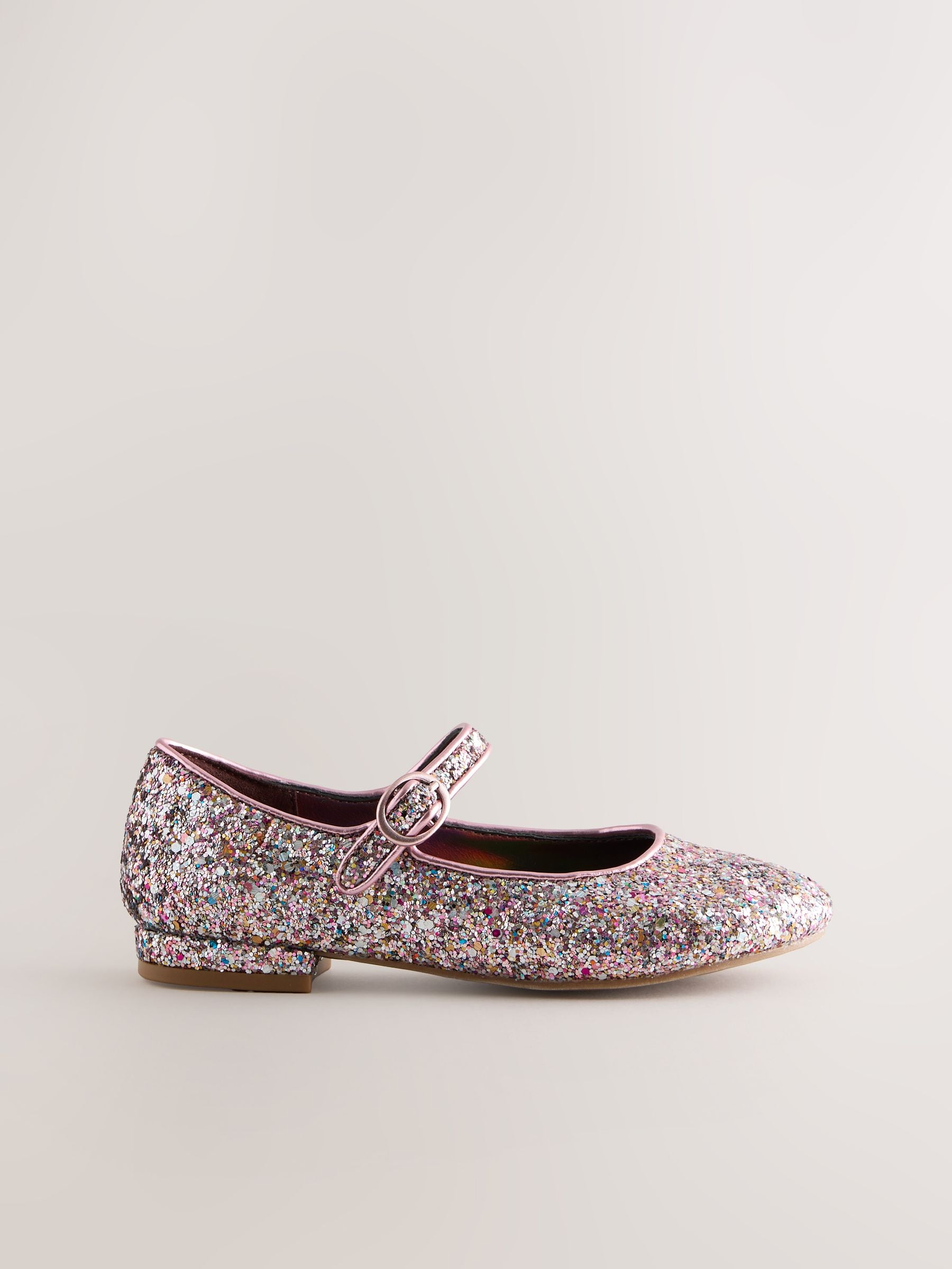 Mauve Pink Glitter Standard Fit (F) Heeled Mary Jane Shoes image 2