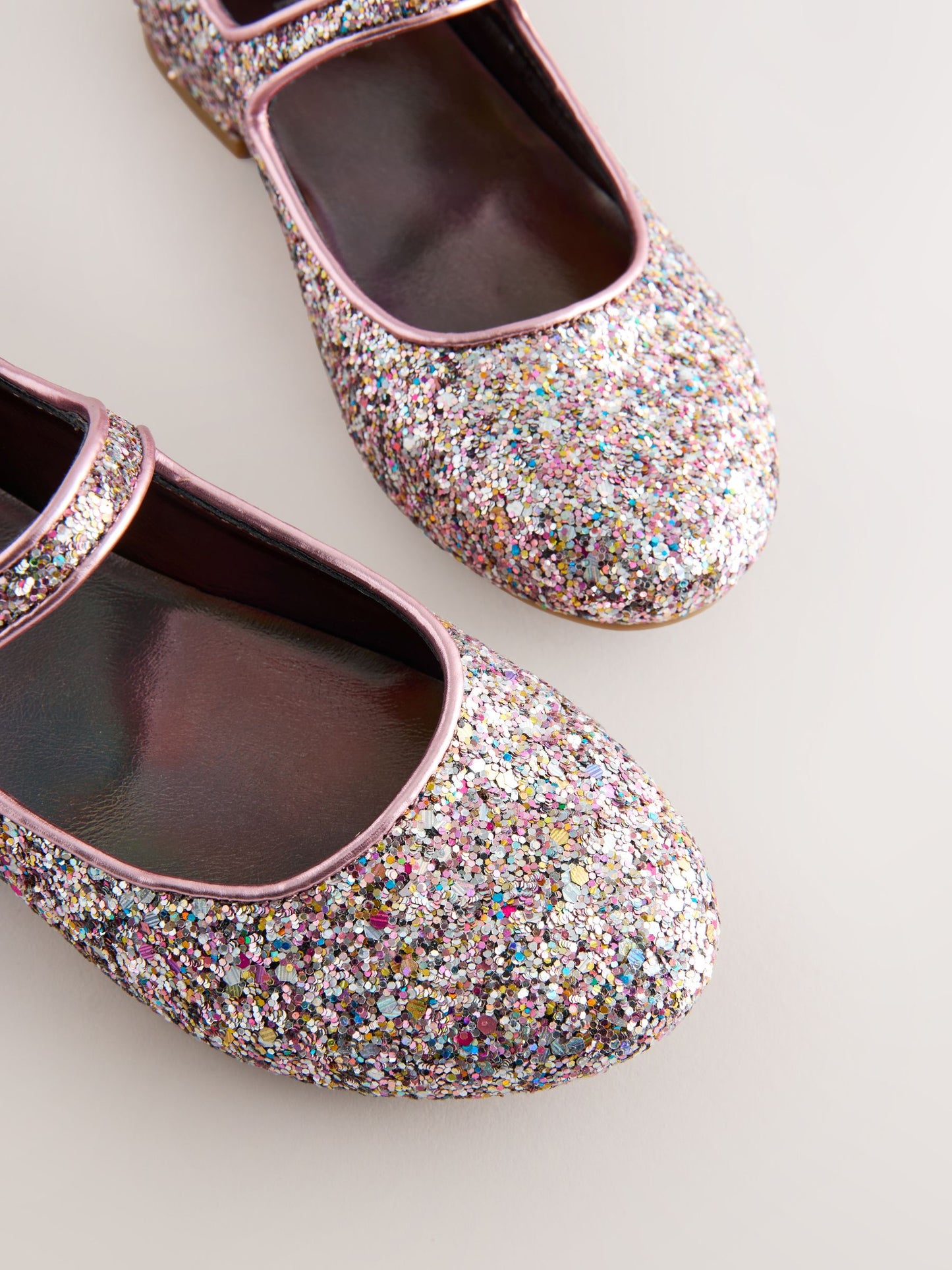 Mauve Pink Glitter Standard Fit (F) Heeled Mary Jane Shoes image 3