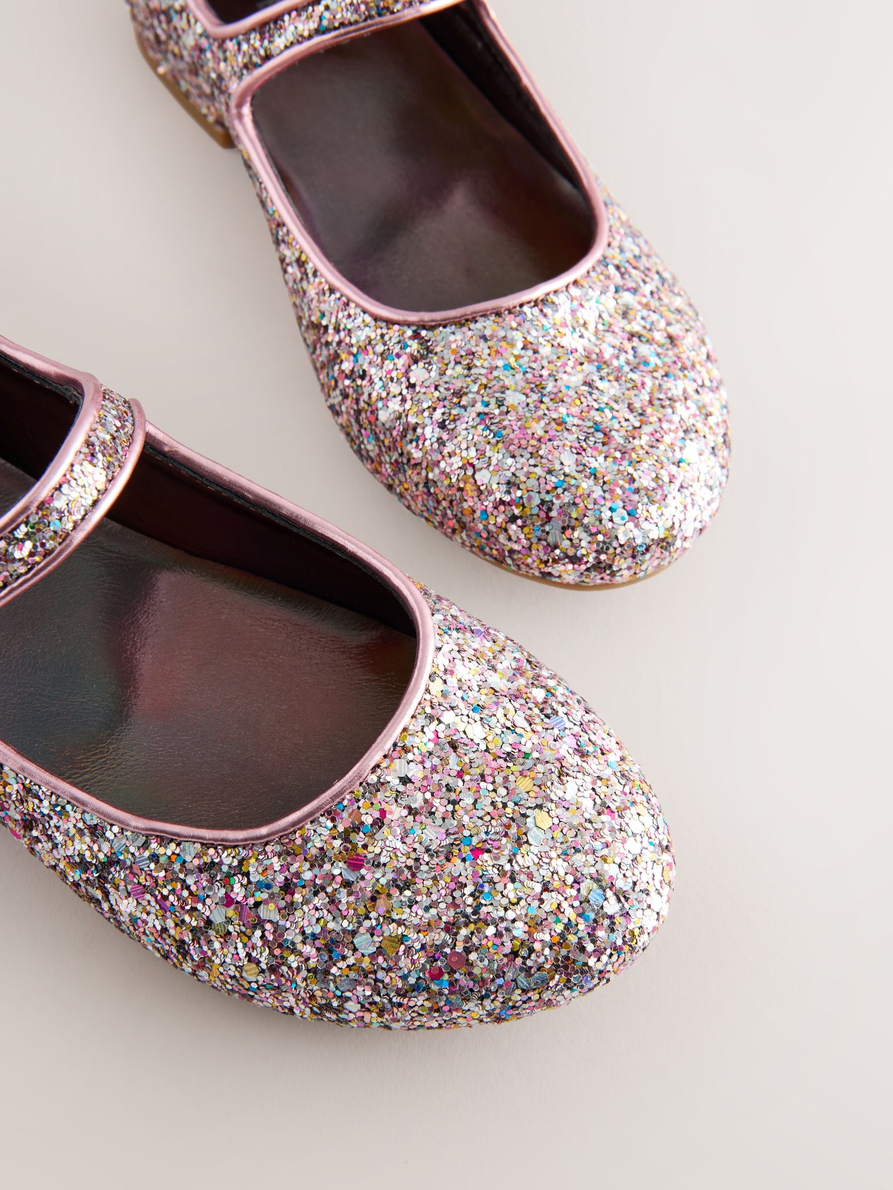 Mauve Pink Glitter Standard Fit (F) Heeled Mary Jane Shoes image 3
