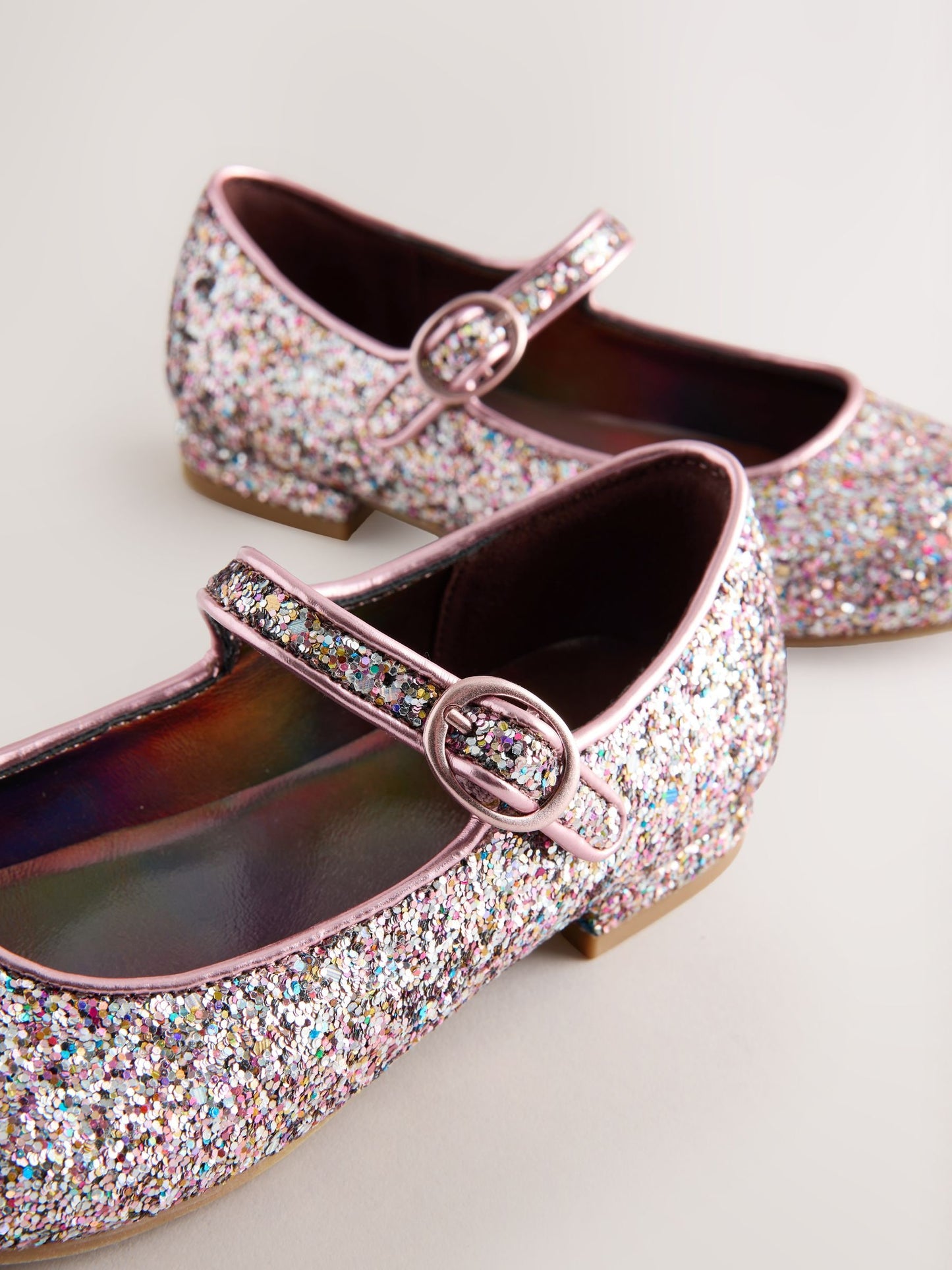 Mauve Pink Glitter Standard Fit (F) Heeled Mary Jane Shoes image 4