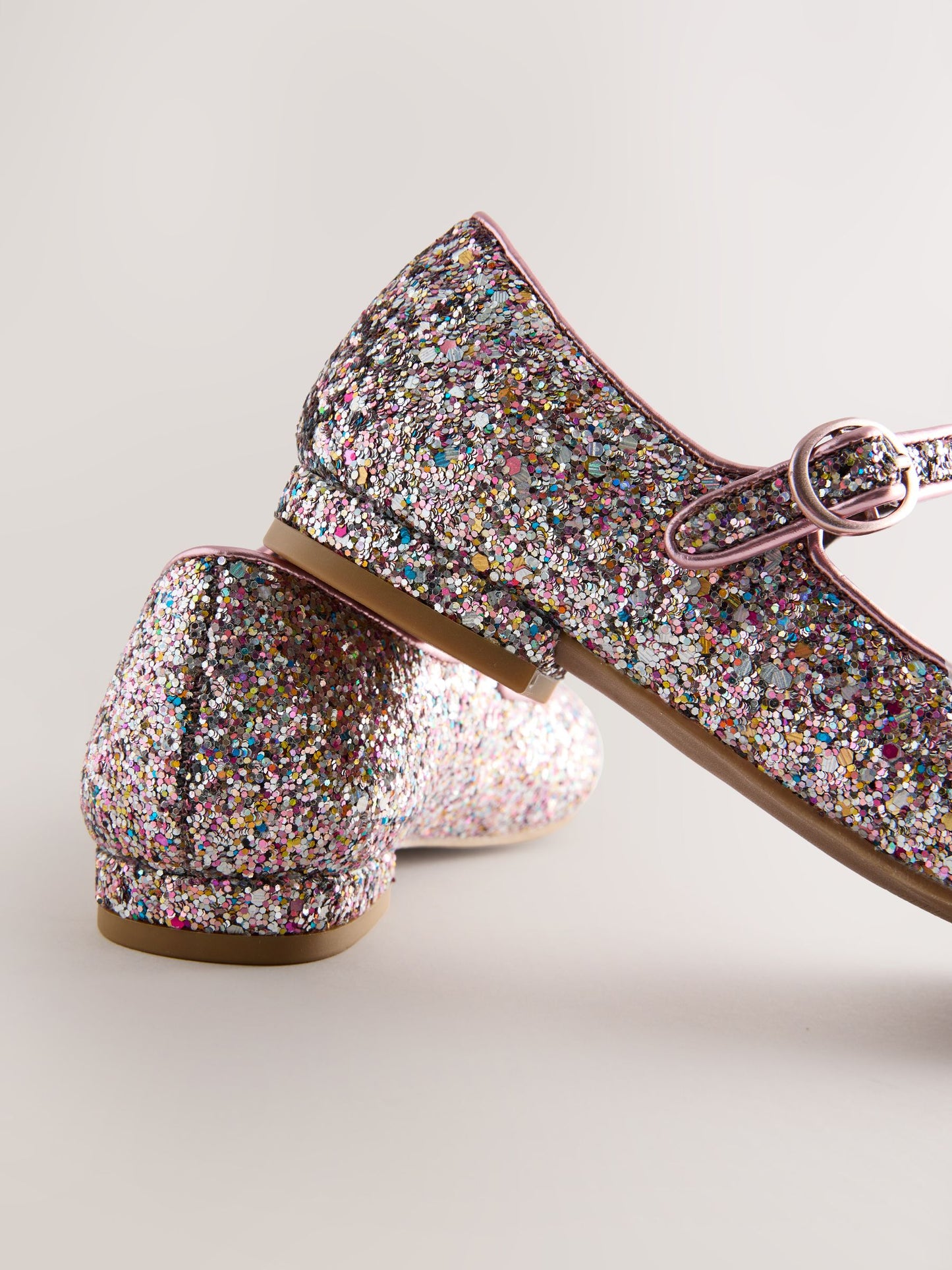 Mauve Pink Glitter Standard Fit (F) Heeled Mary Jane Shoes image 5
