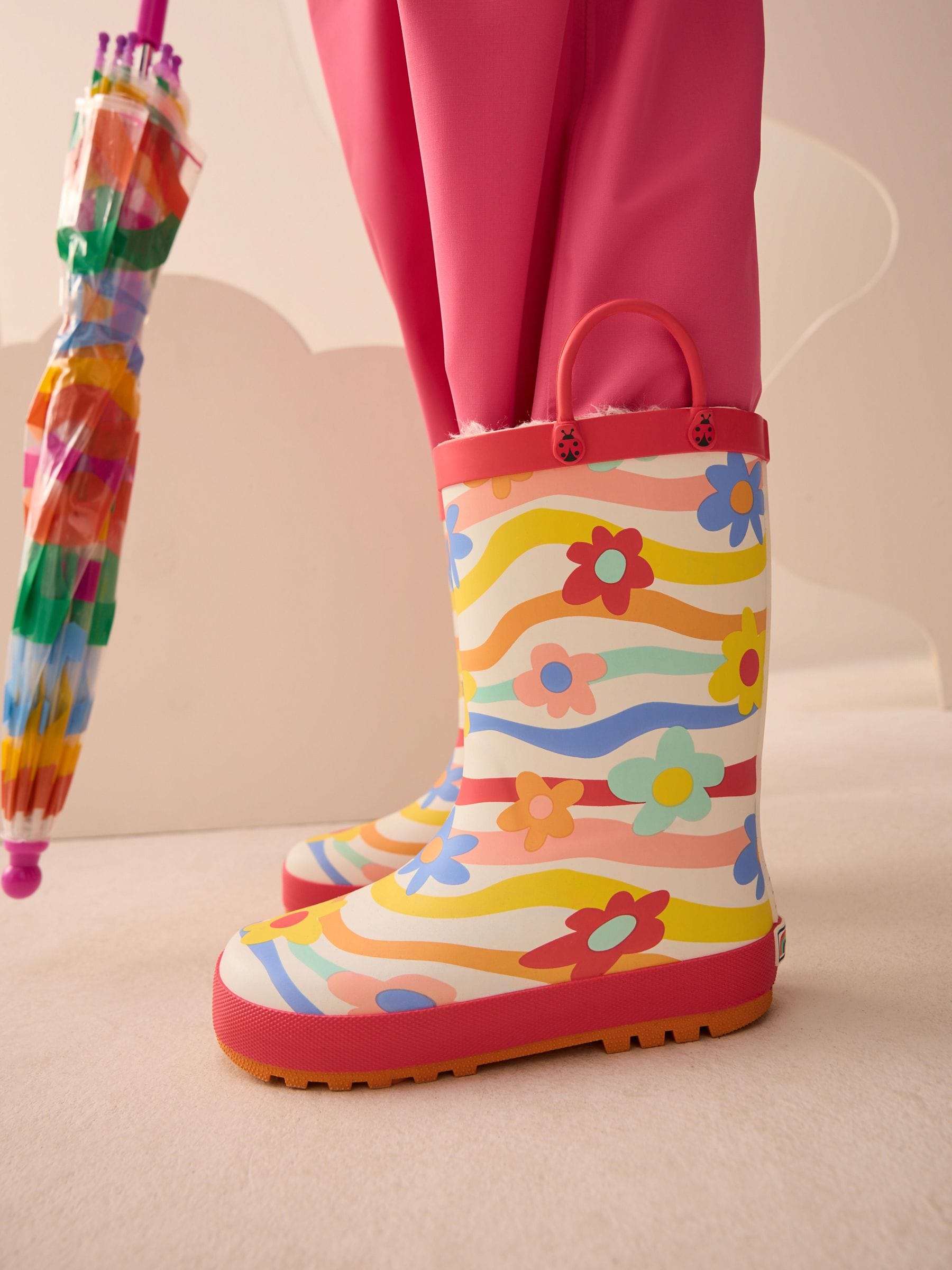 Multi Rainbow Handle Wellies image 1