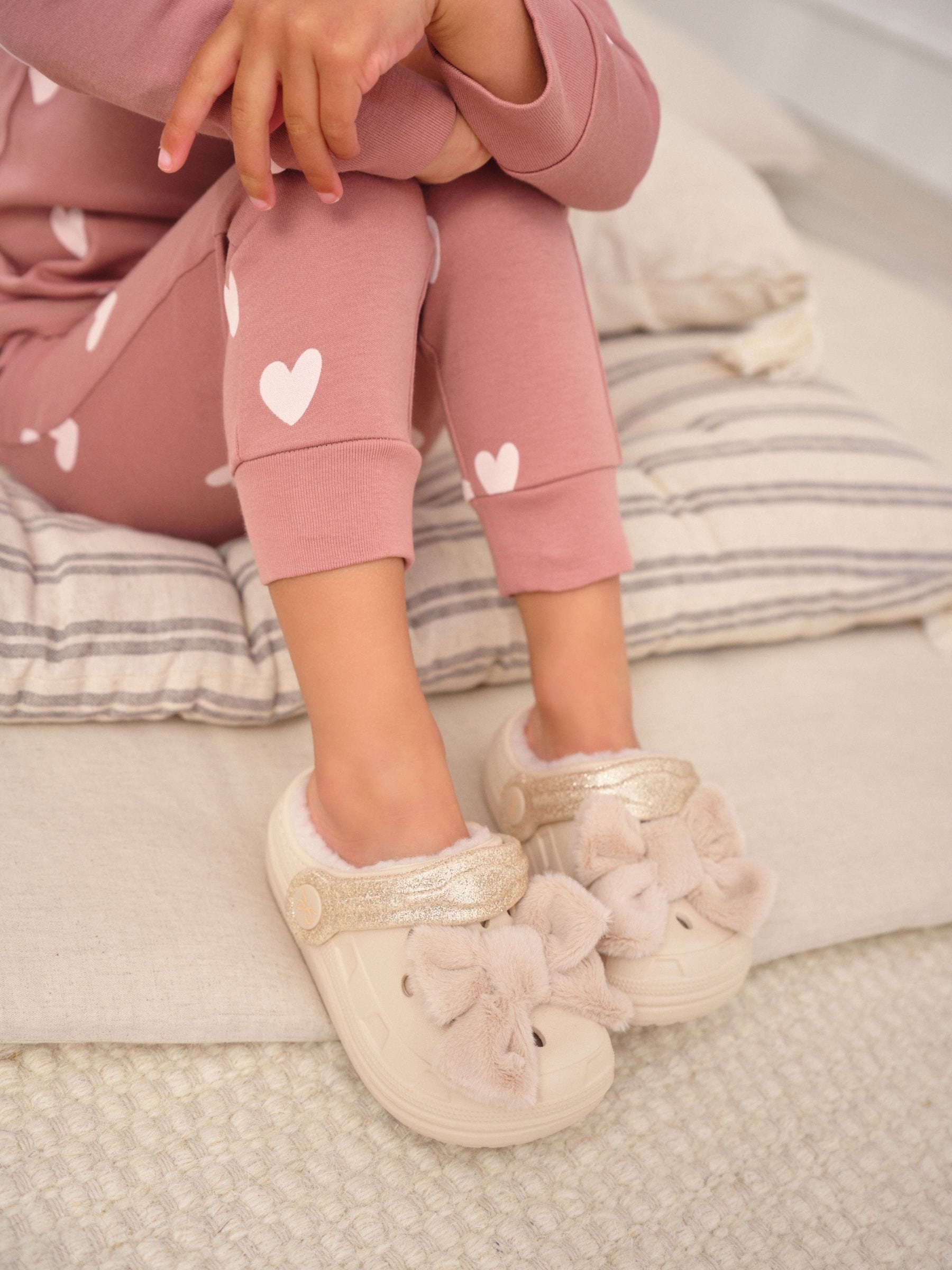 Bone Faux Fur Lined Clog Slippers image 1