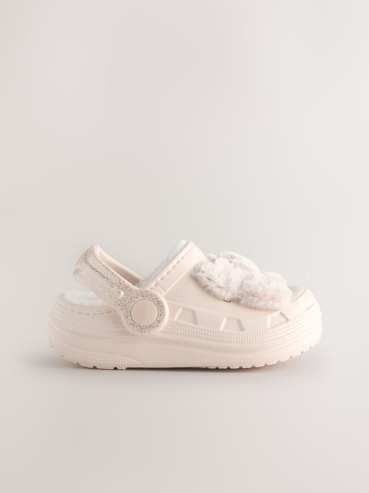 Bone Faux Fur Lined Clog Slippers image 2
