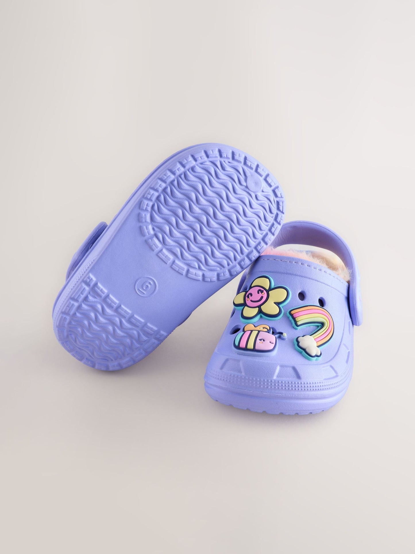 Purple Faux Fur Lined Clog Slippers