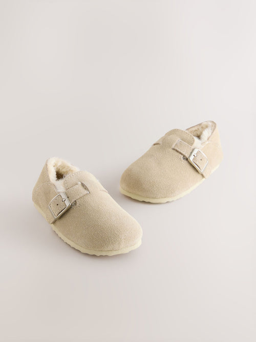 Tan Brown Leather Clog Shoes image 1