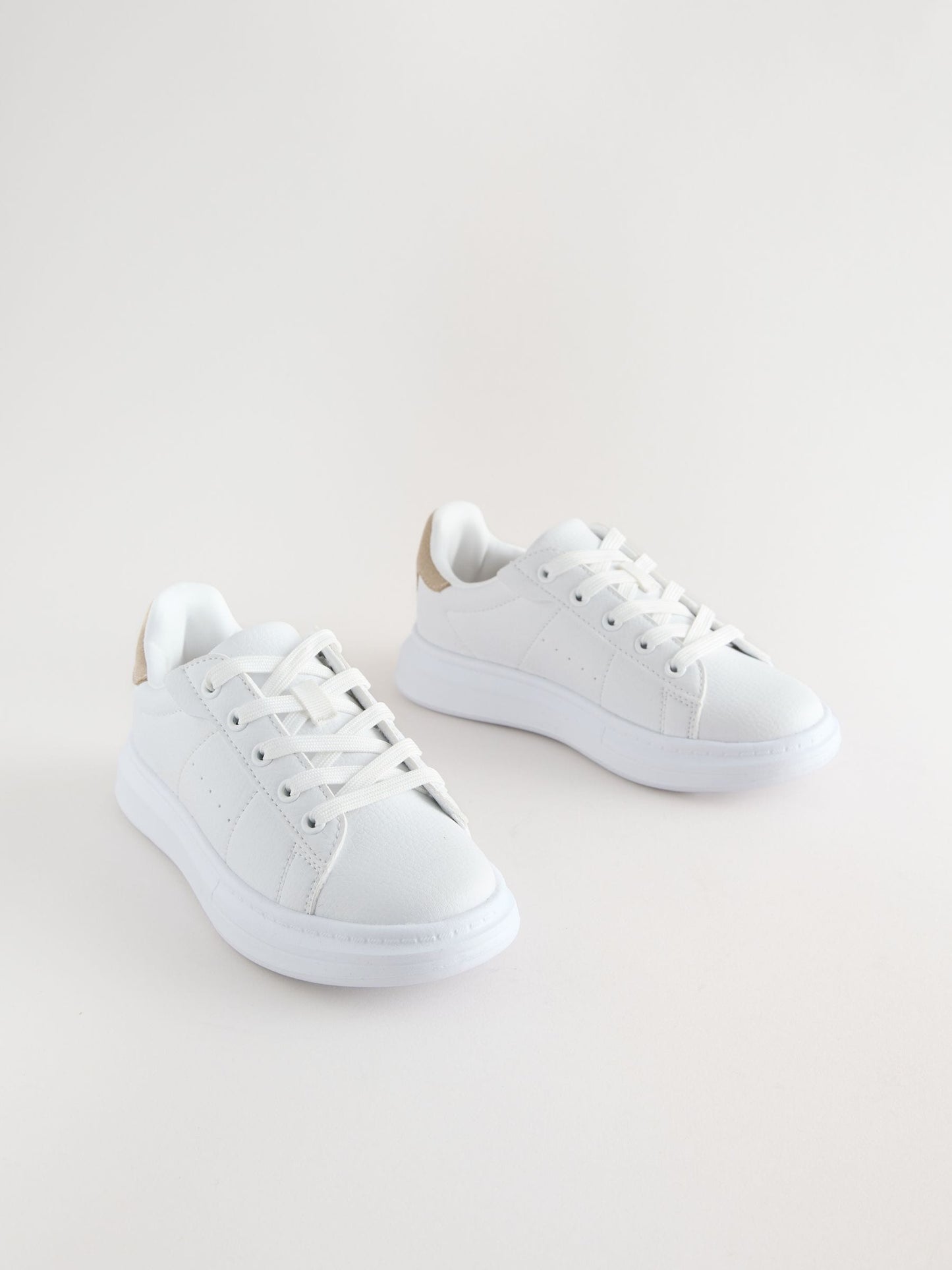White Lace Up Trainers image 1
