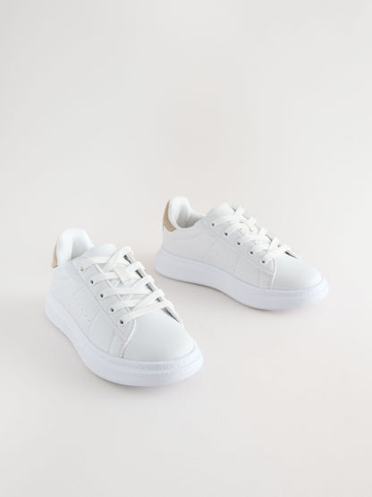 White Lace Up Trainers image 1