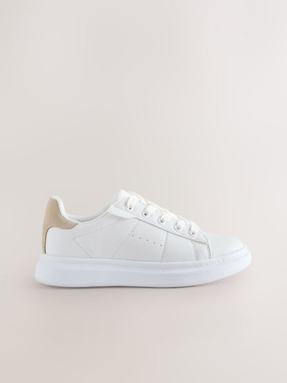 White Lace Up Trainers image 2