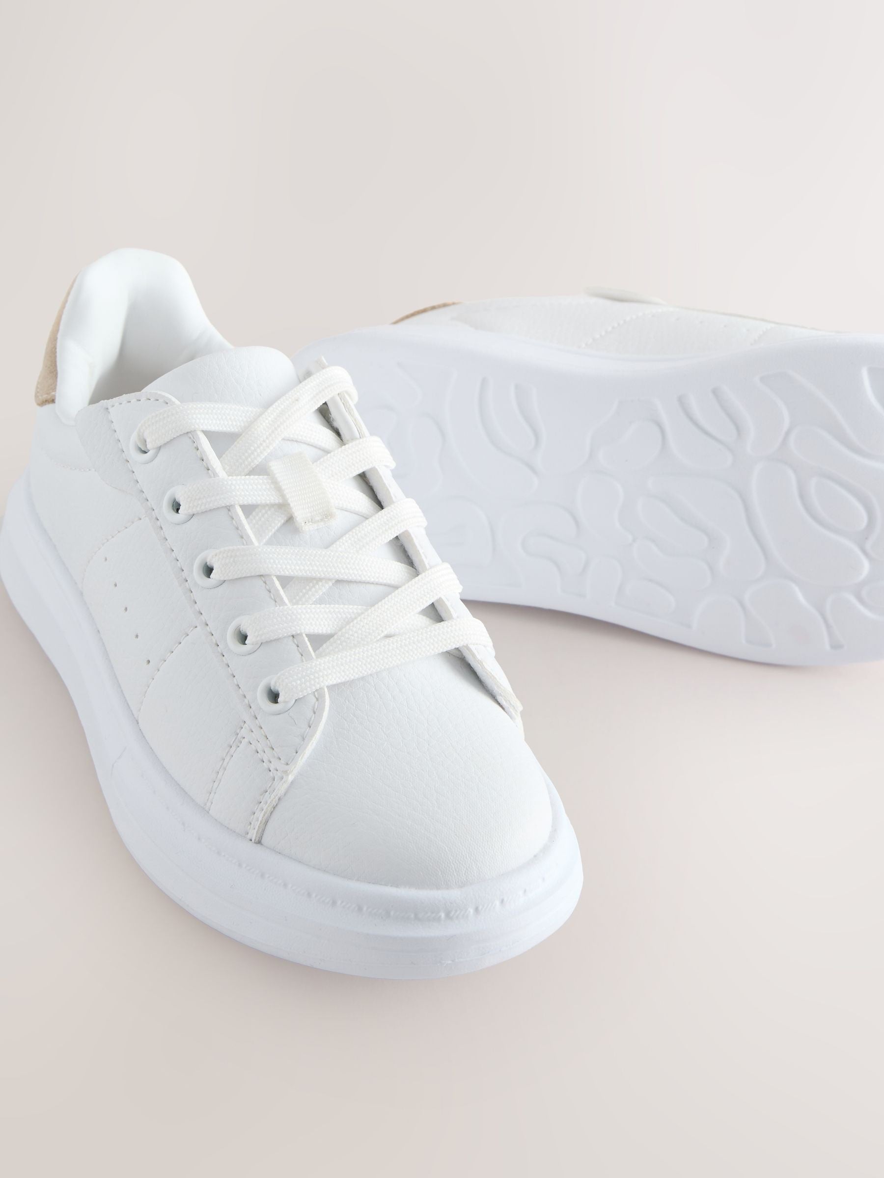 White Lace Up Trainers image 5