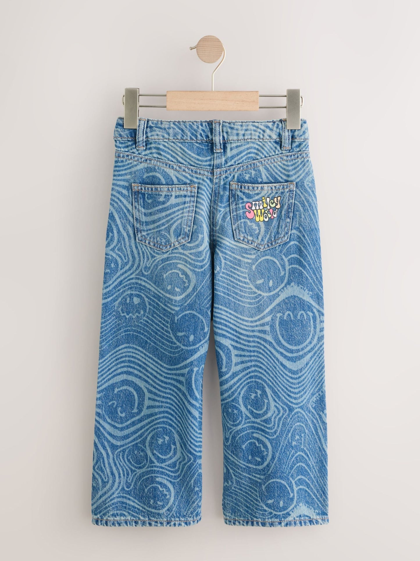 Dsiney Kidz - Mid Blue SmileyWorld® Print Wide Leg Jeans (3-16yrs) image 7