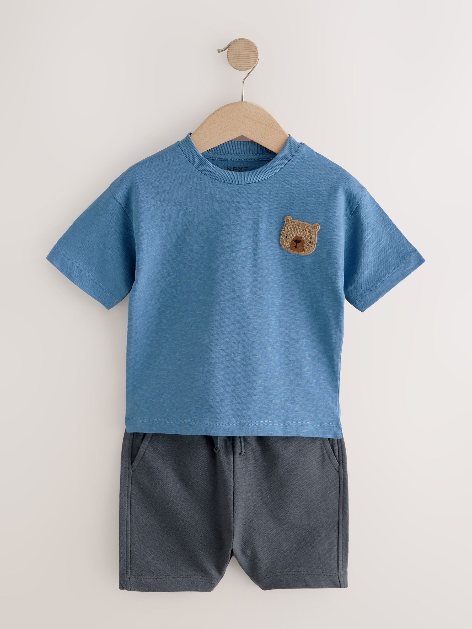 Neutral Padded Bear Short Sleeve T-Shirts & Shorts Set 3 Pack (3mths-7yrs) image 6