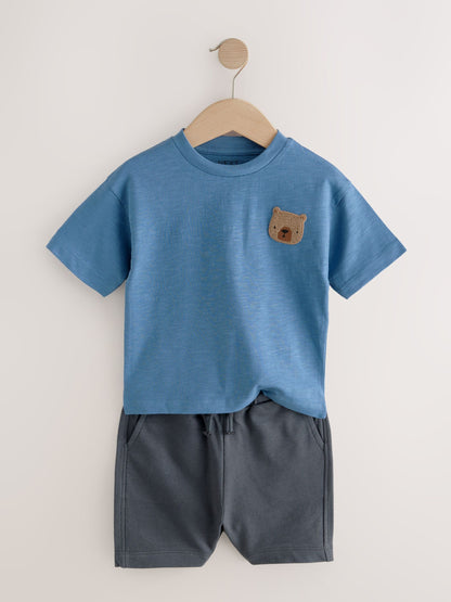Neutral Padded Bear Short Sleeve T-Shirts & Shorts Set 3 Pack (3mths-7yrs) image 7