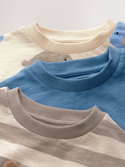 Neutral Padded Bear Short Sleeve T-Shirts & Shorts Set 3 Pack (3mths-7yrs) image 10