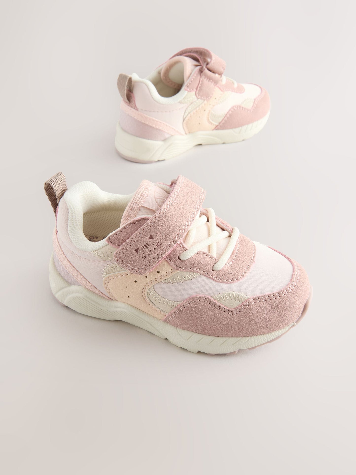 Pink Standard Fit (F) Elastic Lace Touch Fasten Trainers image 1