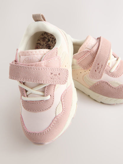Pink Standard Fit (F) Elastic Lace Touch Fasten Trainers image 7