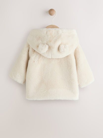 White Faux Fur Hooded Baby Jacket (0mths-2yrs)