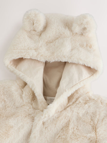White Faux Fur Hooded Baby Jacket (0mths-2yrs)