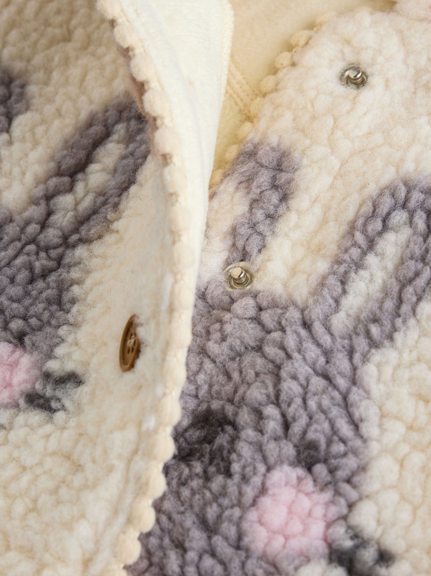 Ecru and Pink Bunny Borg Hooded Baby Jacket (0mths-2yrs)