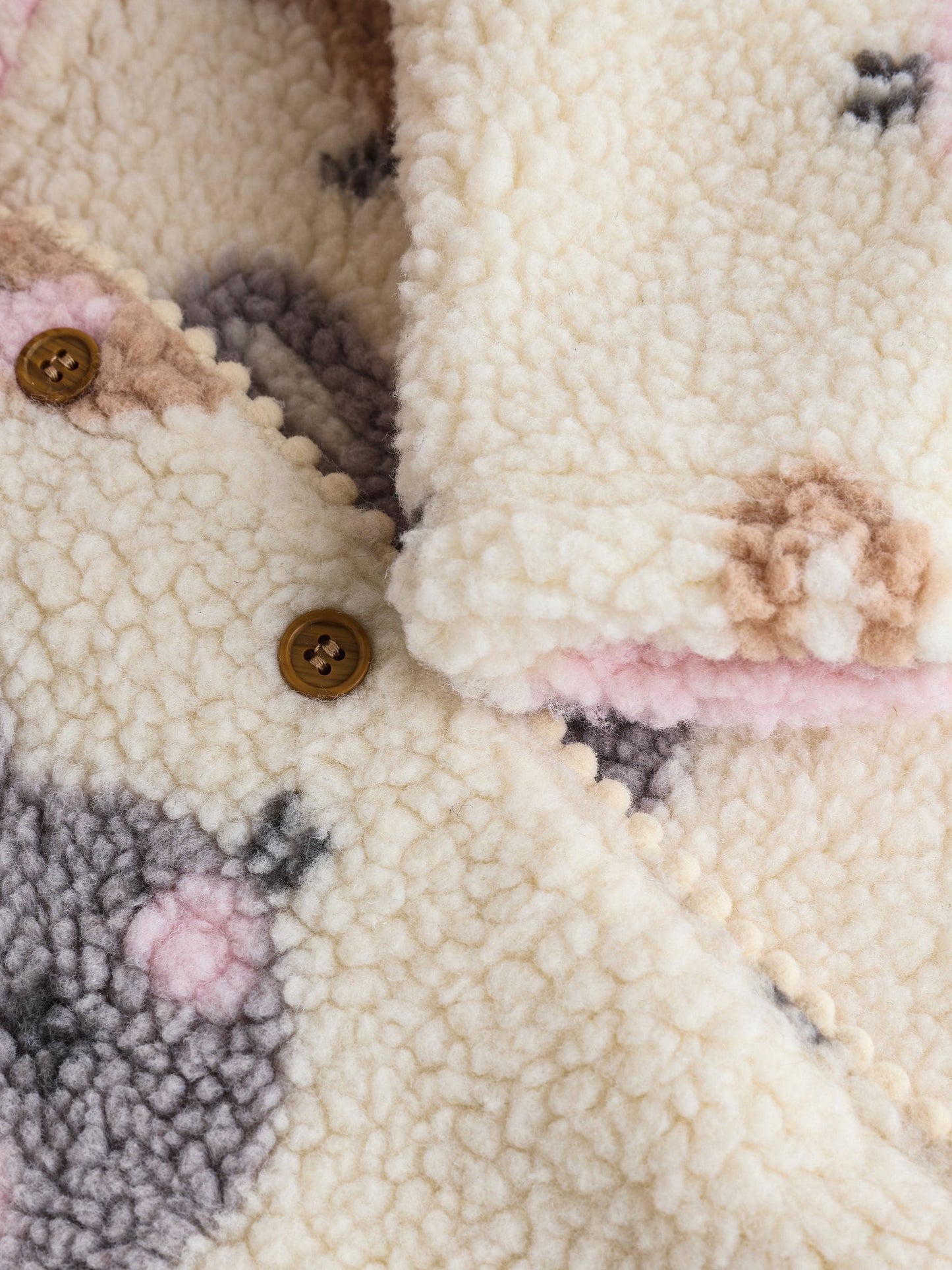 Ecru and Pink Bunny Borg Hooded Baby Jacket (0mths-2yrs)