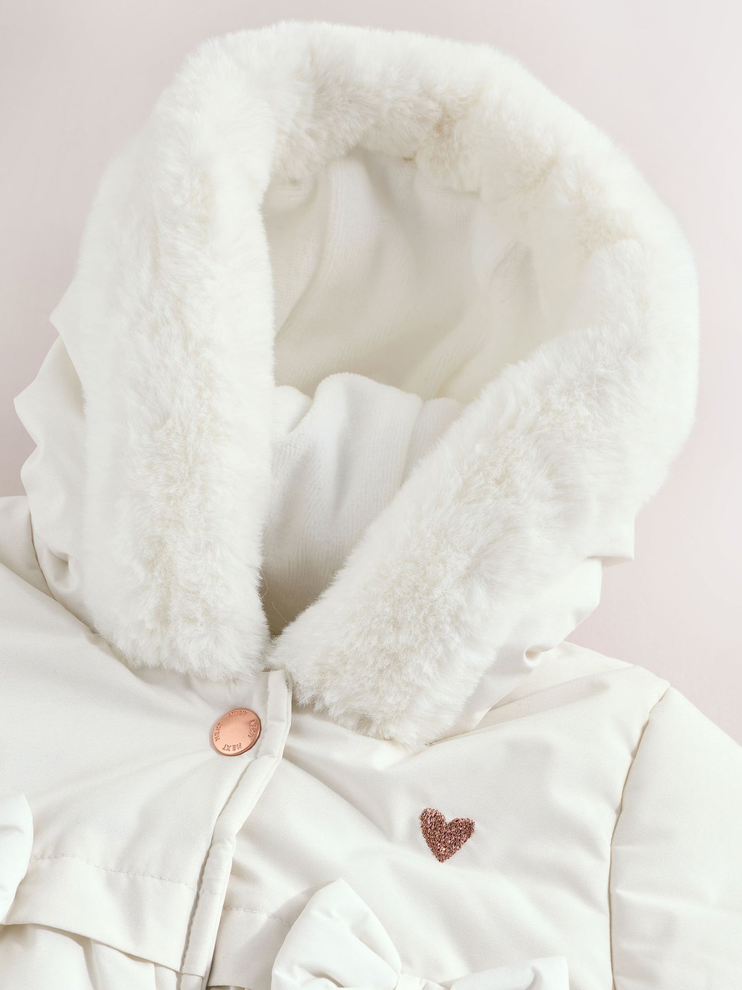 White Bow Puffer Baby Jacket (0mths-2yrs)