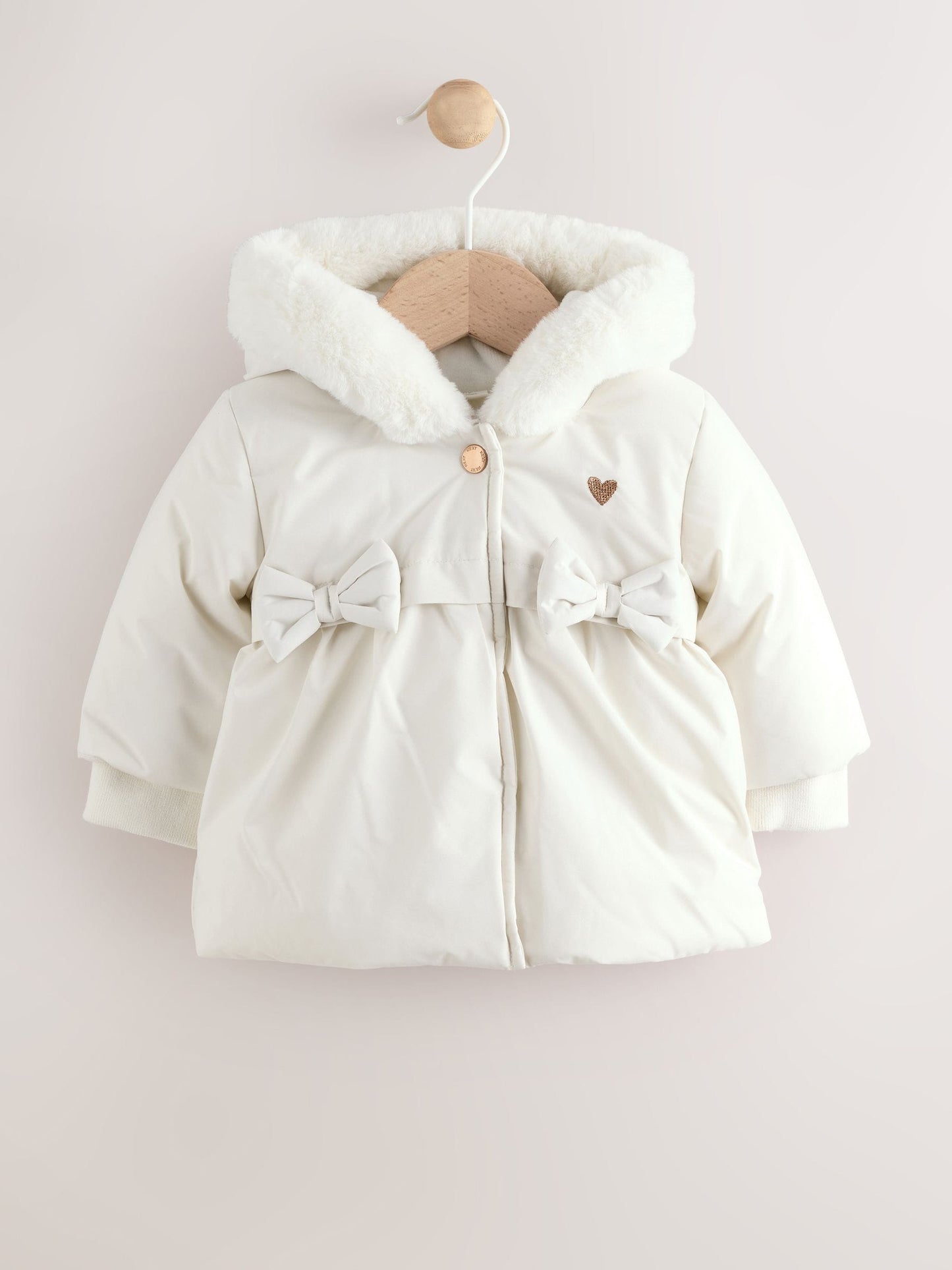 White Bow Puffer Baby Jacket (0mths-2yrs)