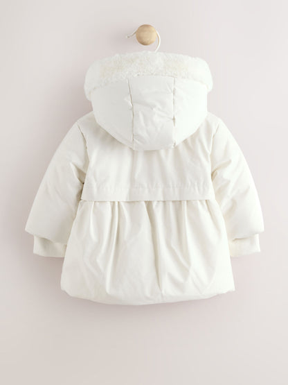 White Bow Puffer Baby Jacket (0mths-2yrs)