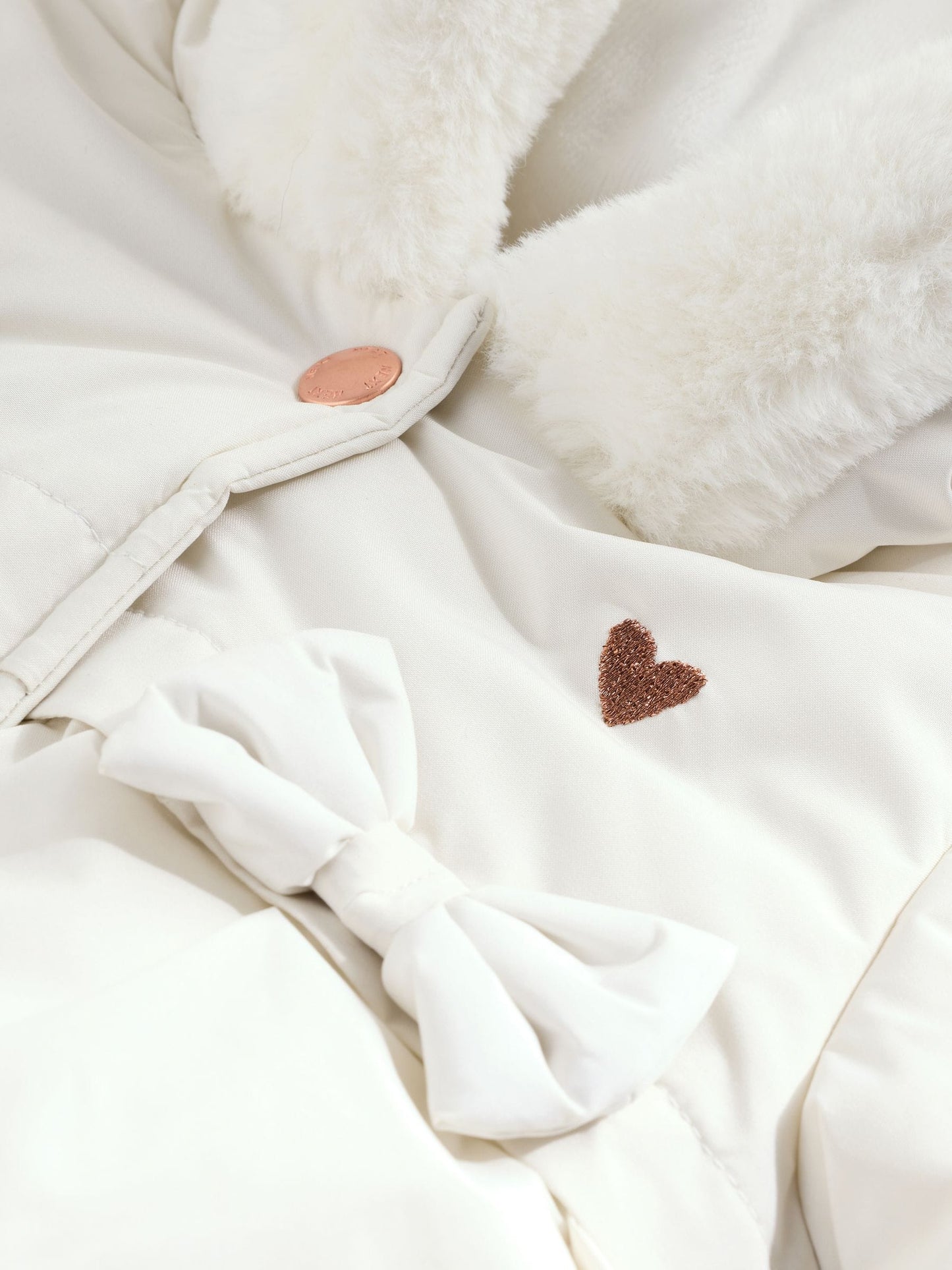 White Bow Puffer Baby Jacket (0mths-2yrs)