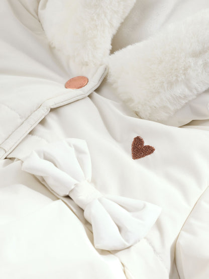 White Bow Puffer Baby Jacket (0mths-2yrs)