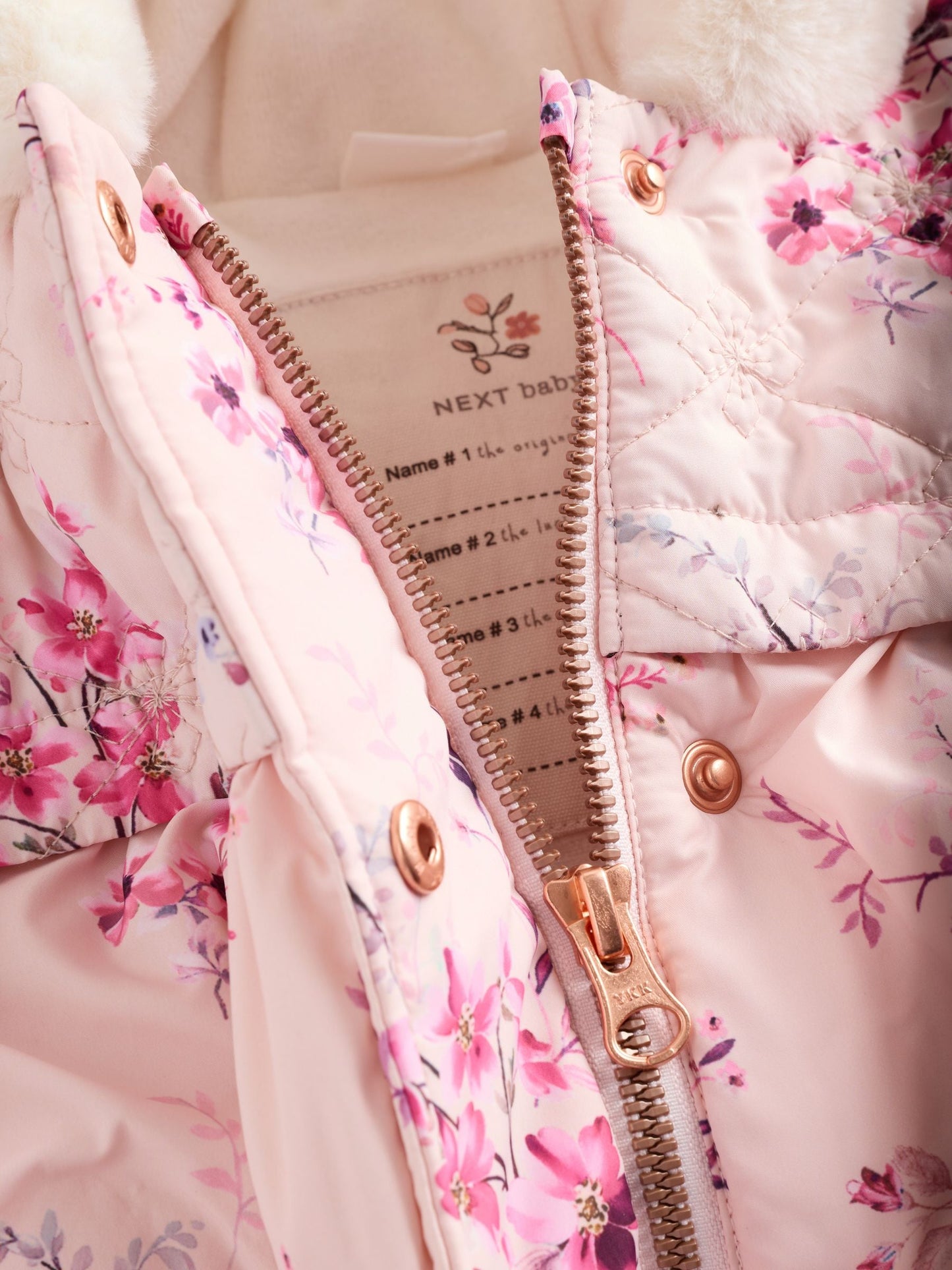 Pink Puffer Floral Baby Coat (0mths-2yrs)