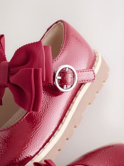 Red Wide Fit (G) Chunky Bow Mary Jane Shoes image 5