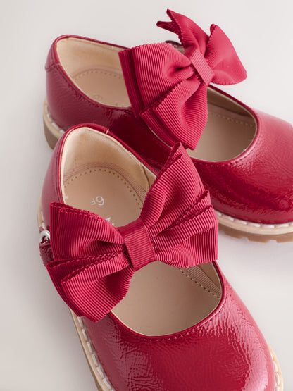 Red Standard Fit (F) Chunky Bow Mary Jane Shoes